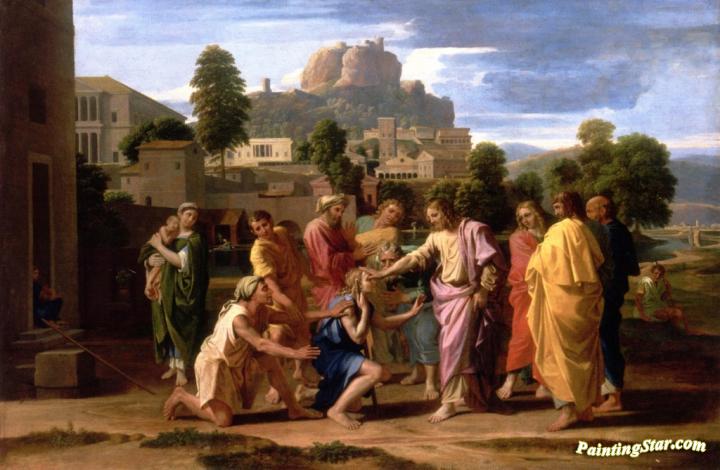 Christ Healing the Blind Artwork by Nicolas Poussin