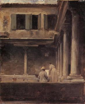 An Artist Sketching in the Cloister of S. Gregorio, Venice Artwork by Sir Frederick Lord Leighton