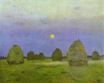 Haystacks. Twilight Artwork by Isaac Ilich Levitan