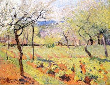 Gardener in His Flowering Orchard Artwork by Henri Martin