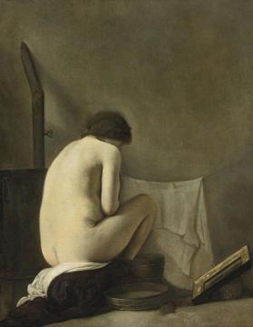 Seated Nude Bathing by the Stove Artwork by Paulus Bor