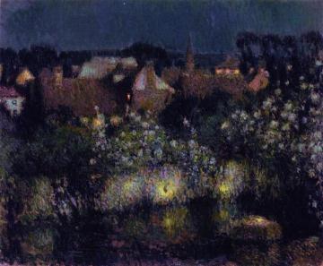 Rooftops in Moonlight Artwork by Henri Le Sidaner