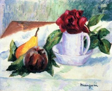 Cup and Rose Artwork by Henri Manguin