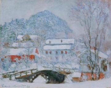 Sandviken Village In The Snow Artwork by Claude Oscar Monet