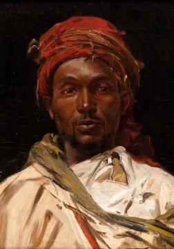 Arab in a Red Headscarf Artwork by José Silbert