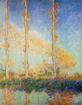 Three Poplar Trees in the Autumn Artwork by Claude Oscar Monet