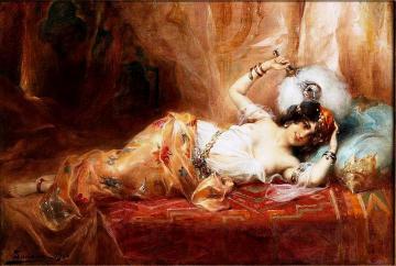 Odalisque With A Fan Artwork by Henri Adrien Tanoux