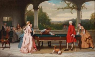 The Game Of Billiards Artwork by Auguste Serrure