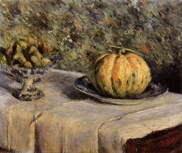Melon and Bowl of Figs Artwork by Gustave Caillebotte