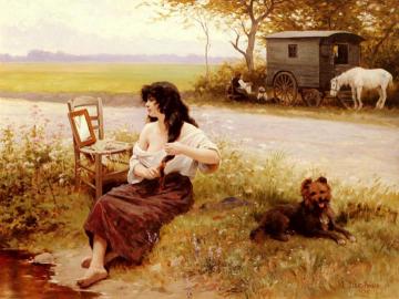 Gypsy At Her Toilette Artwork by Edouard Bernard Debat Ponsan