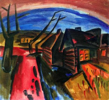 Russian Village At Night Artwork by Karl Schmidt Rottluff