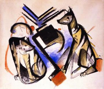 Two Wolves Artwork by Franz Marc