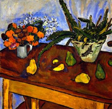 Still Life With Pears, Flowers And Cactus Artwork by Mikhail Fedorovich Larionov