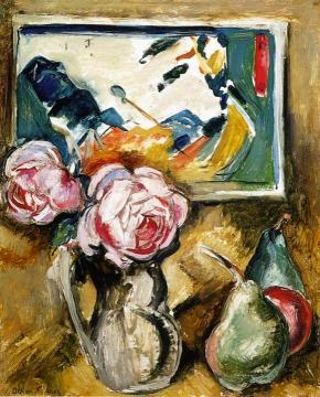 Fruit and Vase of Roses Artwork by Emile-othon Friesz