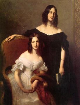 Portrait of Two Sisters Artwork by Edouard Louis Dubufe