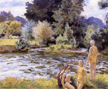 Bathing in Blake's Pool, Stratford Tony, England Artwork by Wilfred Gabriel De Glehn