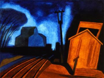 Flag Station, Elizabeth, New Jersey Artwork by Oscar Bluemner