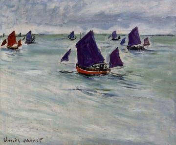 Fishing Boats off Pourville Artwork by Claude Oscar Monet