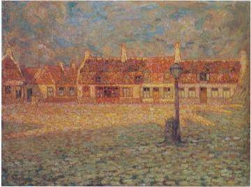 Sunset at the Petit Place Gravelines Artwork by Henri Le Sidaner