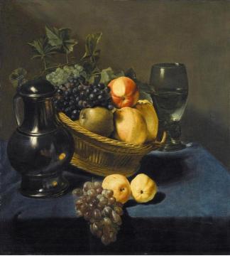 Still Life with Apples and Grapes in a Wicker Basket Artwork by Judith Leyster