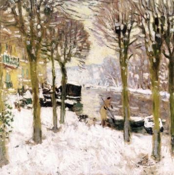 La Place des tilleuls a Moret-sur-Loing Artwork by Pierre Eugène Montézin