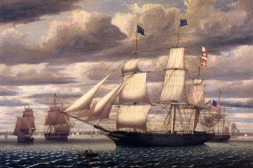 Clipper Ship 'southern Cross' Leaving Boston Harbor Artwork by Fitz Hugh Lane