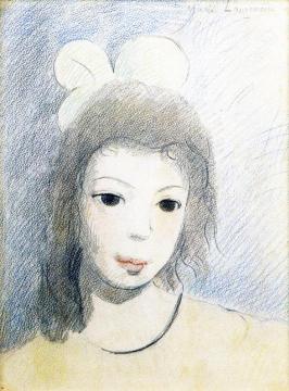 Brunette Girl with a Plain Bow Artwork by Marie Laurencin