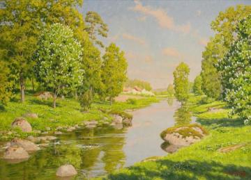 The Creek in Spring Artwork by Johan Krouthén