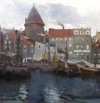 Fishing Harbor Artwork by Adolf Kaufmann