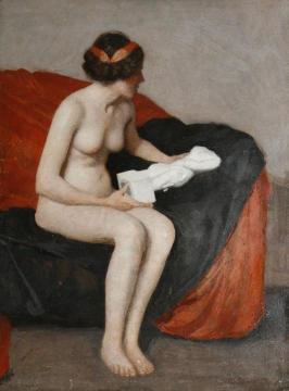 Seated Nude With Sculpture Artwork by William Mcgregor Paxton