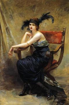 Woman Sitting in a 'Dagobert' Armchair Artwork by Madeleine Jeanne Lemaire