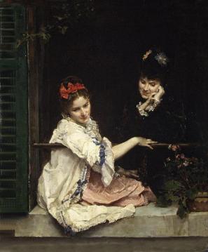 Girls at a Window Artwork by Raimundo de Madrazo y Garreta