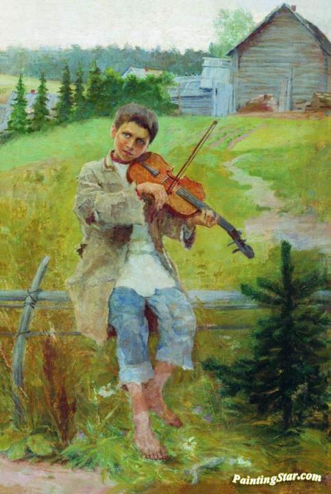 Boy with a Violin Artwork by Nikolai Petrovich Bogdanov-belsky
