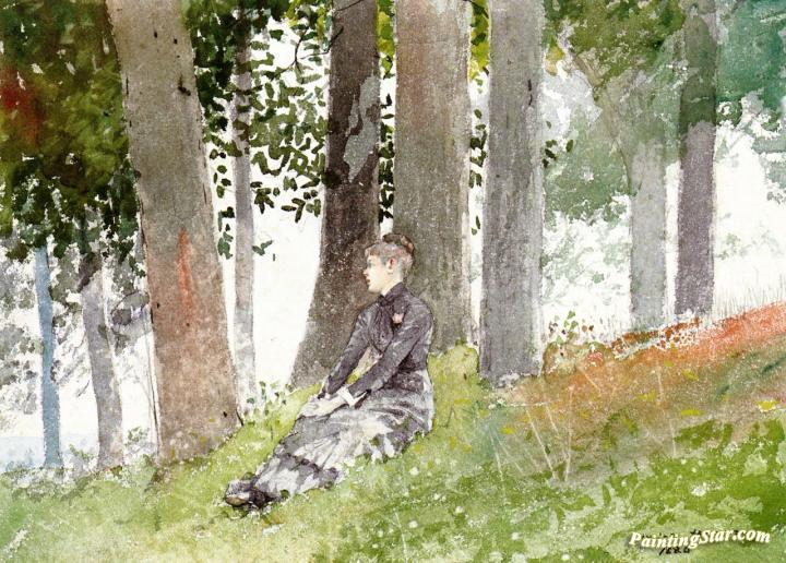 Girl Seated in a Grove Artwork by Winslow Homer