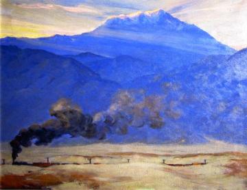 San Jacinto With Passing Train Artwork by Jean Mannheim
