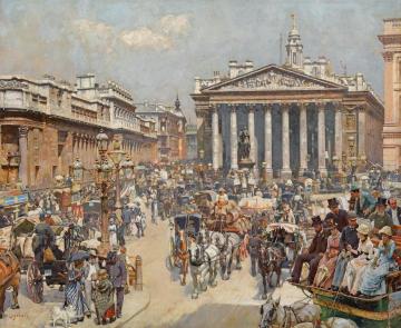 The Bank And The Royal Exchange Artwork by William Logsdail