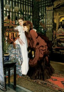 Young Women Looking at Japanese Objects Artwork by James Tissot