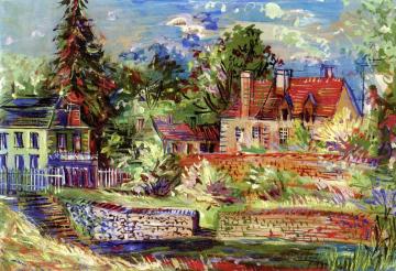 Landscape With Three Houses Artwork by Jean Dufy