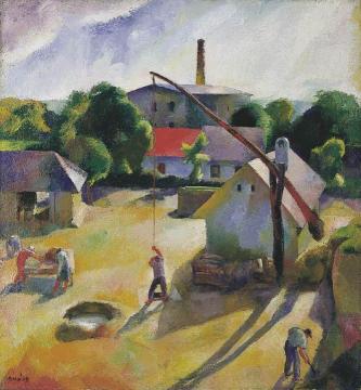 Village Scene Artwork by Karoly Patko