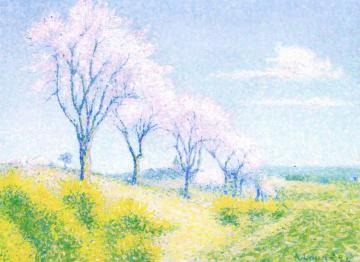 Almond Trees In Flower Outside Of Cailhau, Aude Artwork by Achille Lauge