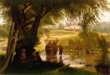Crossing the Stream Artwork by John George Brown