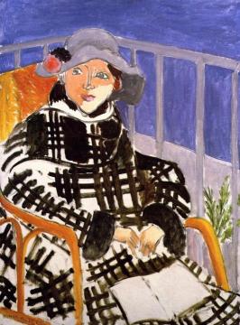 Mlle Matisse in a Scottish Plaid Coat Artwork by Henri Matisse