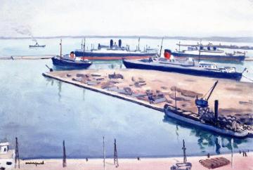 Long Haul Ships in the Port of Algiers Artwork by Albert Marquet