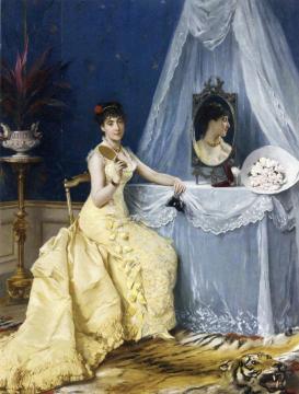 A La Toilette Artwork by Gustave-Leonard de Jonghe