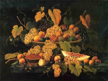 Still Life with Basket of Fruit Artwork by Severin Roesen