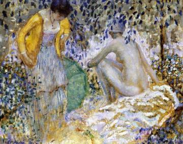 Two Women on the Grass Artwork by Frederick Carl Frieseke
