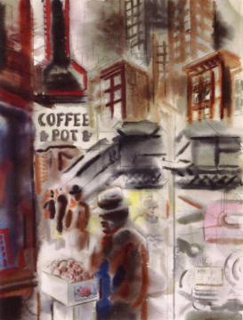 Street Scene, New York Artwork by George Grosz
