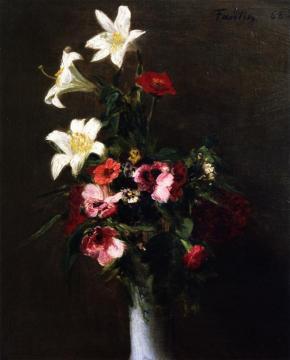 Flowers in a Porcelain Vase Artwork by Henri Fantin-Latour
