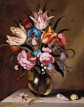 Flowers in a Glass Vase Artwork by Ambrosius Bosschaert