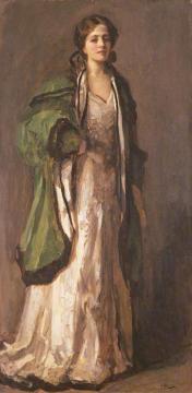 Portrait of a Lady in a Green Coat Artwork by Sir John Lavery